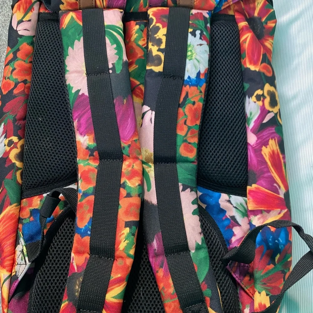Herschel Supply Company Colorful Floral Backpack with Tan Straps - Picture 2 of 4